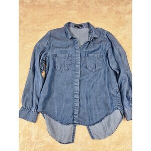 Velvet Heart Denim Chambray Button Up Shirt Blue Long Sleeve Casual Women Medium